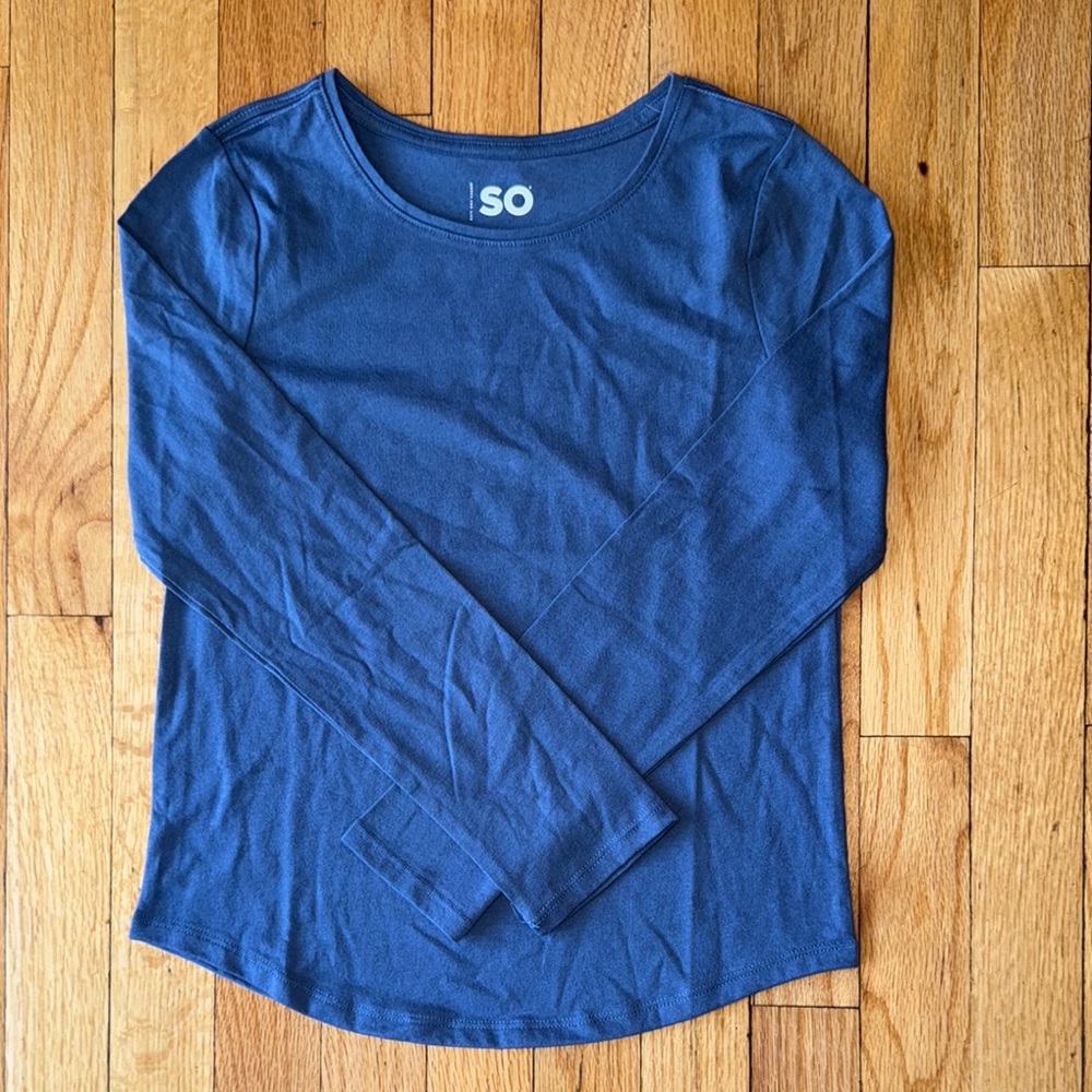 SO Blue Long Sleeve Tee Classic Crew Neck